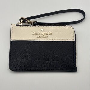 Kate Spade Staci Two-Tone Card Holder in Black and Cream NWOT